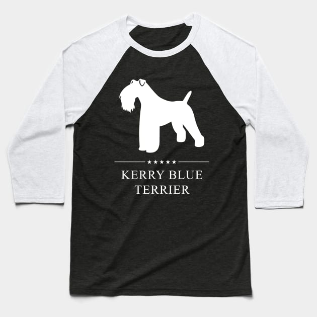 Kerry Blue Terrier Dog White Silhouette Baseball T-Shirt by millersye